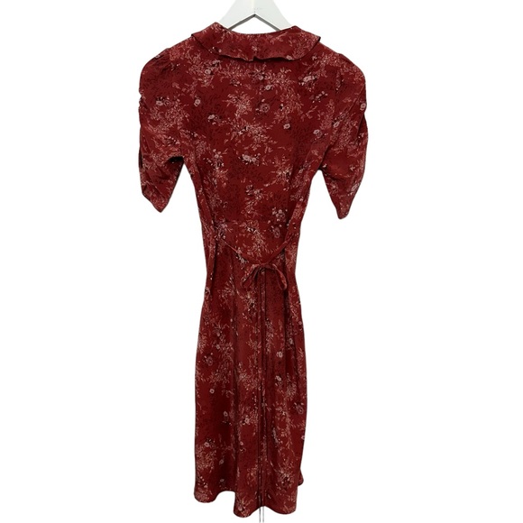 Lily Ashwell Gemma Silk Dress Red Floral Mini Ruffle Made in the USA Juniper XS - Picture 2 of 10
